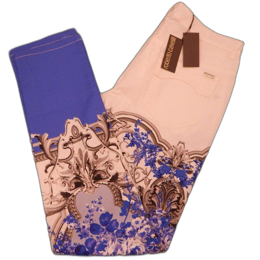 NWT VTG Roberto Cavalli Baroque Floral Colorblock Jeans Simonetta Women's 6 RARE